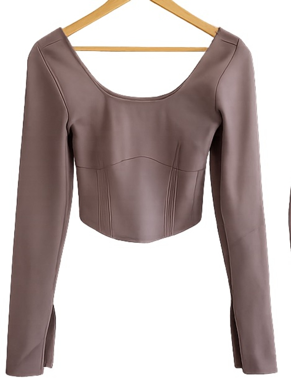 Abercrombie and Fitch Square-Neck Long Sleeve Crop Top in Mauve - L (NWOT)